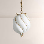 Mara Caged Opal Glass & Brass Small Pendant