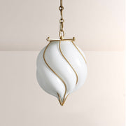Mara Caged Opal Glass & Brass Small Pendant
