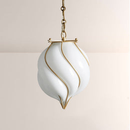 Mara Caged Opal Glass & Brass Small Pendant