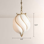 Mara Caged Opal Glass & Brass Small Pendant