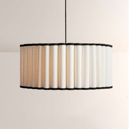 Mara Pleated Linen & Black Trim Pendant
