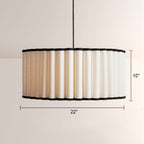 Mara Pleated Linen & Black Trim Pendant