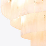 Rectangular Alabaster Tiered Round Chandelier