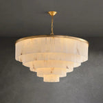 Rectangular Alabaster Tiered Round Chandelier