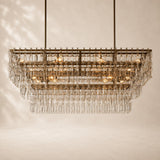 Marivena Crystal Tiered Rectangular Chandelier 60“W