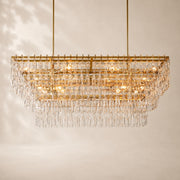 Marivena Crystal Tiered Rectangular Chandelier 60“W