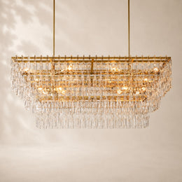 Marivena Crystal Tiered Rectangular Chandelier 60“W