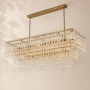 Marivena Crystal Tiered Rectangular Chandelier 60“W