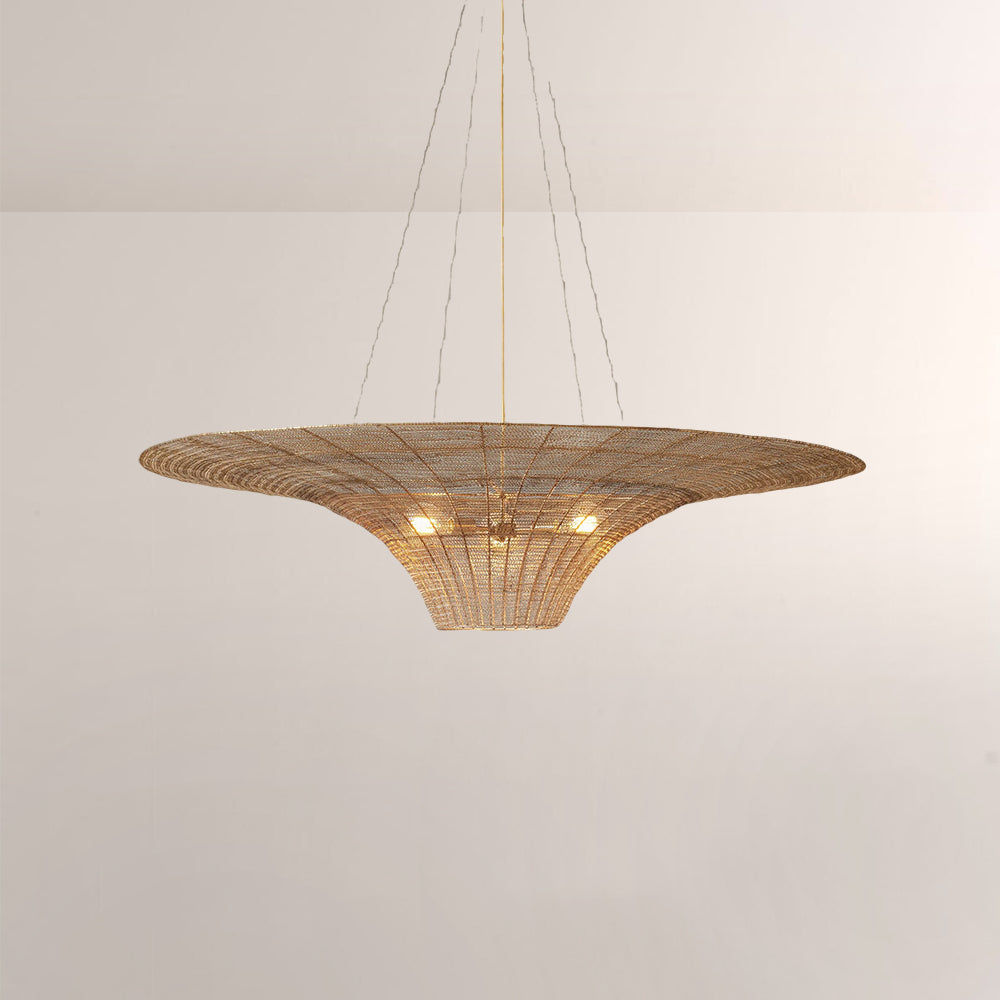 Liora Woven Antique Brass Caping Chandelier 36"D