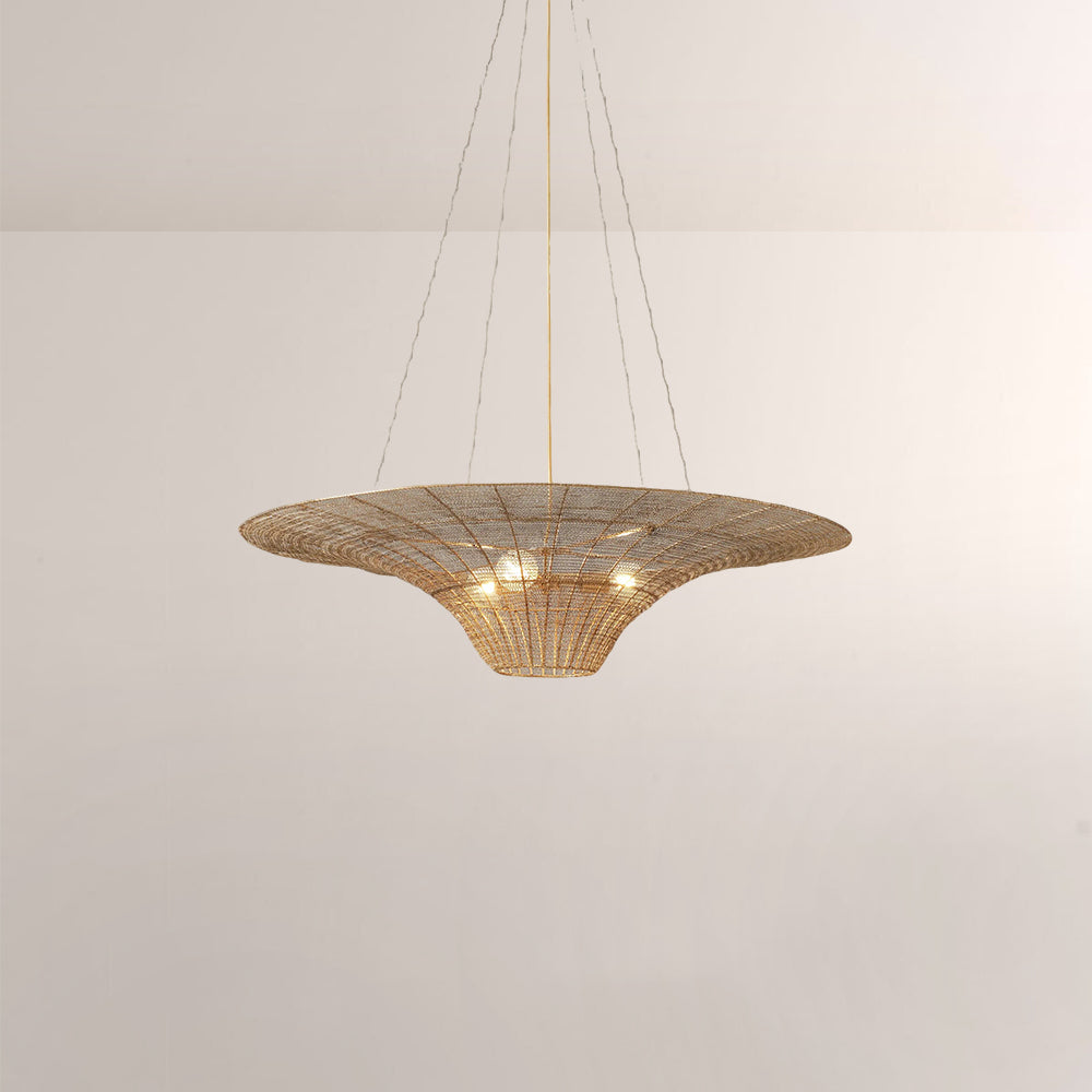 Liora Woven Antique Brass Caping Chandelier 36"D