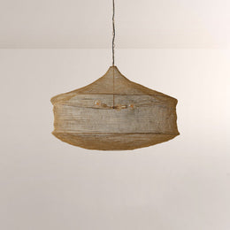 Liora Woven Antique Brass Cylinder Chandelier 36