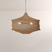 Liora Woven Antique Brass Cylinder Chandelier 36