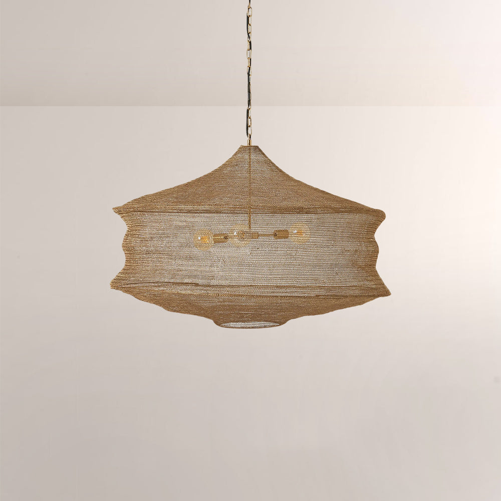 Liora Woven Antique Brass Cylinder Chandelier 36"D