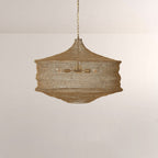Liora Woven Antique Brass Cylinder Chandelier 36"D