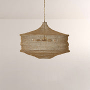Liora Woven Antique Brass Cylinder Chandelier 36