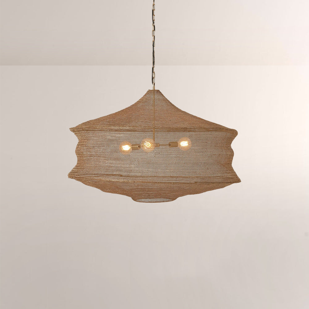 Liora Woven Antique Brass Cylinder Chandelier 36"D
