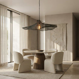 Liora Woven Black Wave Round Chandelier 36