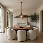 Liora Woven Black Wave Round Chandelier 36