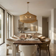 Liora Woven Antique Brass Cylinder Chandelier 36