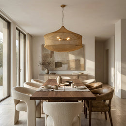 Liora Woven Antique Brass Cylinder Chandelier 36