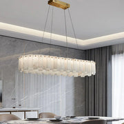 Modern Alabaster Celestial Round Chandelier