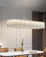 Modern Alabaster Celestial Round Chandelier
