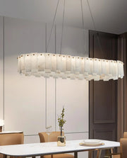 Modern Alabaster Celestial Round Chandelier
