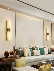 Modern Alabaster Cuboid Copper Wall Lamp