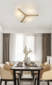 Modern Alabaster Round Copper Ceiling Lamp