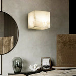 Modern Cube Square Alabaster Wall Sconce