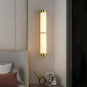 Cylindra Alabaster Brass Wall Light