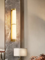 Cylindra Alabaster Brass Wall Light