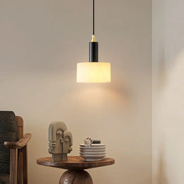 Modern Cylindrical Alabaster Pendant Light — image 2