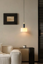 Modern Cylindrical Alabaster Pendant Light — image 3