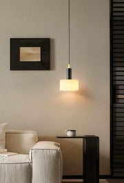 Modern Cylindrical Alabaster Pendant Light — image 3