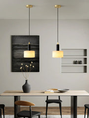 Modern Cylindrical Alabaster Pendant Light — image 10