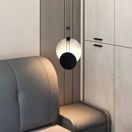Modern Round Black Alabaster Pendant Lamp — image 2