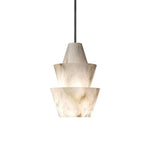 Modern Stacked Conical Alabaster Pendant Light — image 1