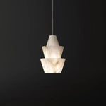 Modern Stacked Conical Alabaster Pendant Light — image 13
