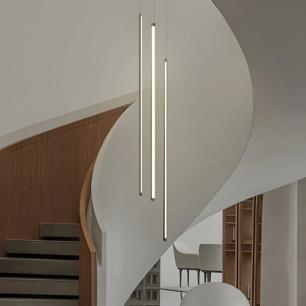 Modern Spiral Multi-Strip Chandelier