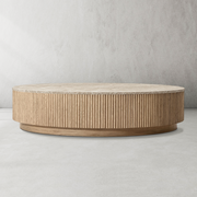 Mullhaven Oak Wood & Stone Round Coffee Table 48