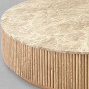 Mullhaven Oak Wood & Stone Round Coffee Table 48