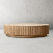 Mullhaven Oak Wood & Stone Round Coffee Table 48