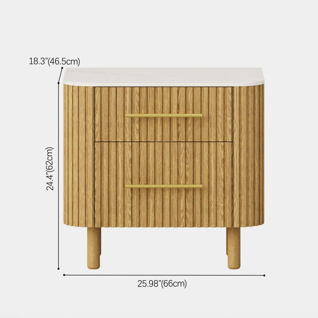 Nova Fluted Solid Oak Nightstand For Bedroom