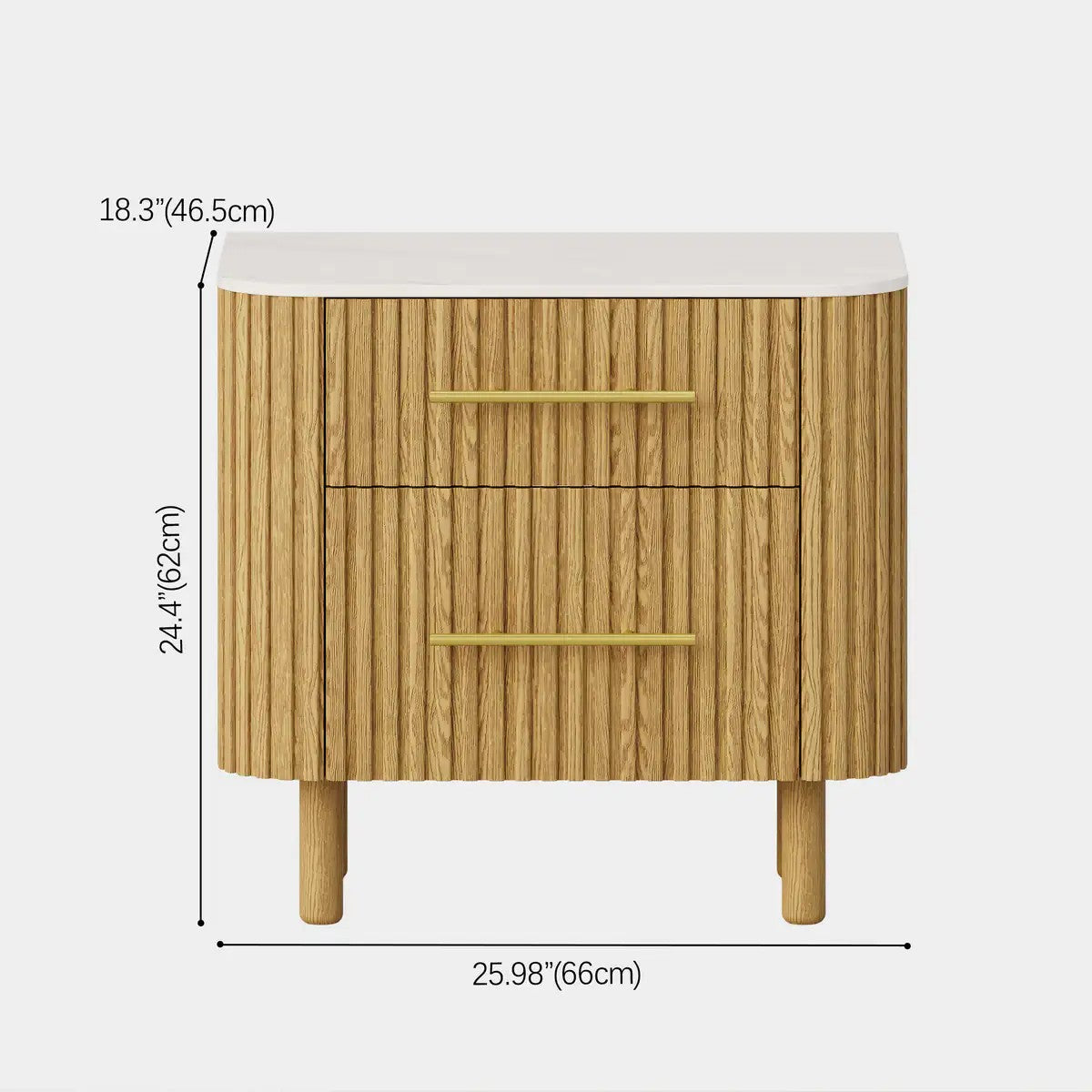 Nova Fluted Solid Oak Nightstand For Bedroom