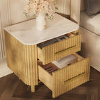 Nova Fluted Solid Oak Nightstand For Bedroom
