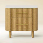 Nova Fluted Solid Oak Nightstand For Bedroom