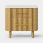 Nova Fluted Solid Oak Nightstand For Bedroom