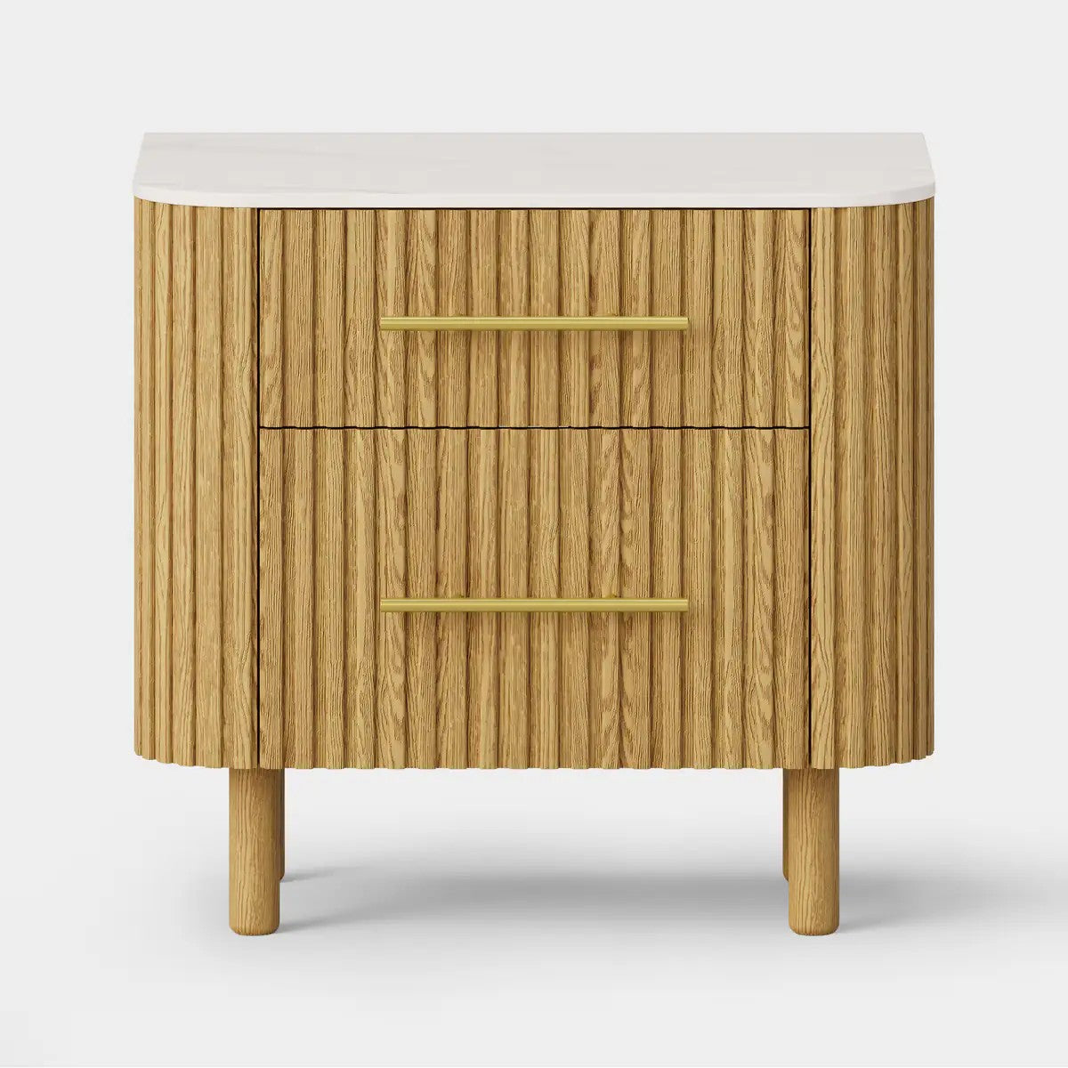 Nova Fluted Solid Oak Nightstand For Bedroom