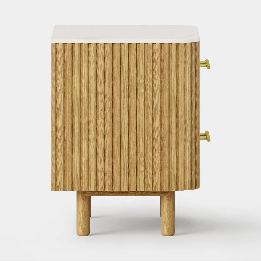Nova Fluted Solid Oak Nightstand For Bedroom
